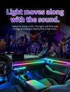 RGB LED Interior Car Ambient Light Strip Kit with App Control