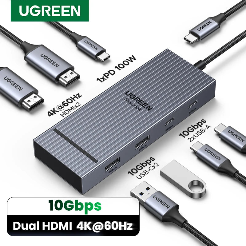 7-in-1 USB-C Hub with Dual 4K 60Hz HDMI and 100W Charging