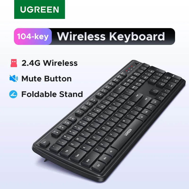 Ultra-Slim 2.4G Wireless 104-Key Full-Size Keyboard - 1