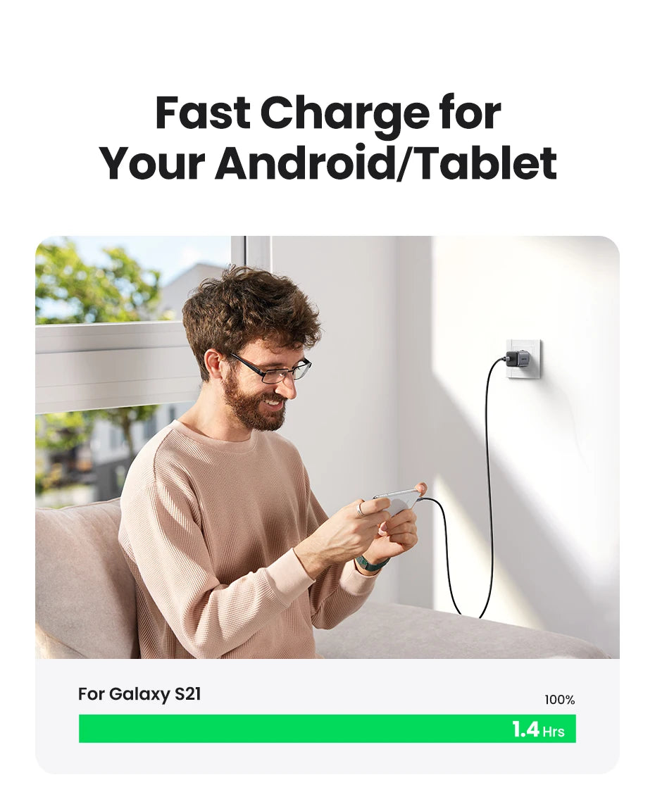 30W GaN Fast USB-C Wall Charger for Smartphones - 11