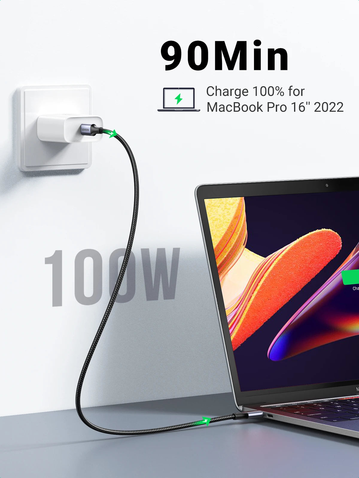 100W USB-C to USB-C Fast Charging and Data Sync Cable - 14