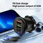 83W 4 Port USB and USB-C Fast Car Charger Socket for 12V 24V Vehicles