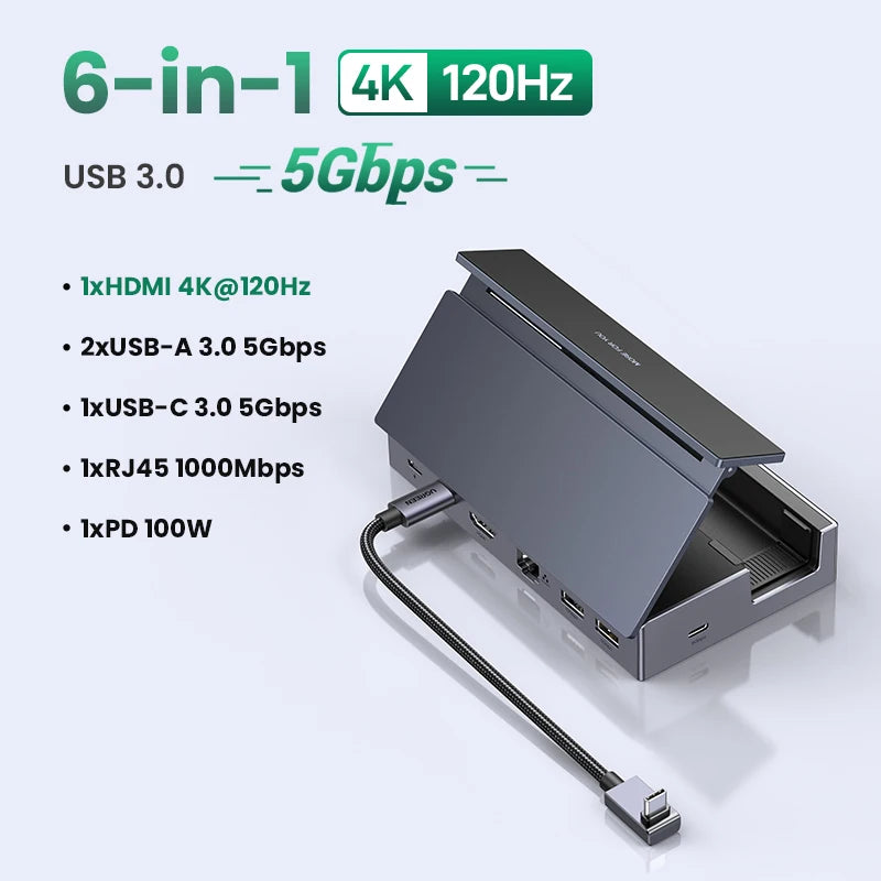 9-in-1 USB-C Gaming Docking Station with 4K HDMI and Stand