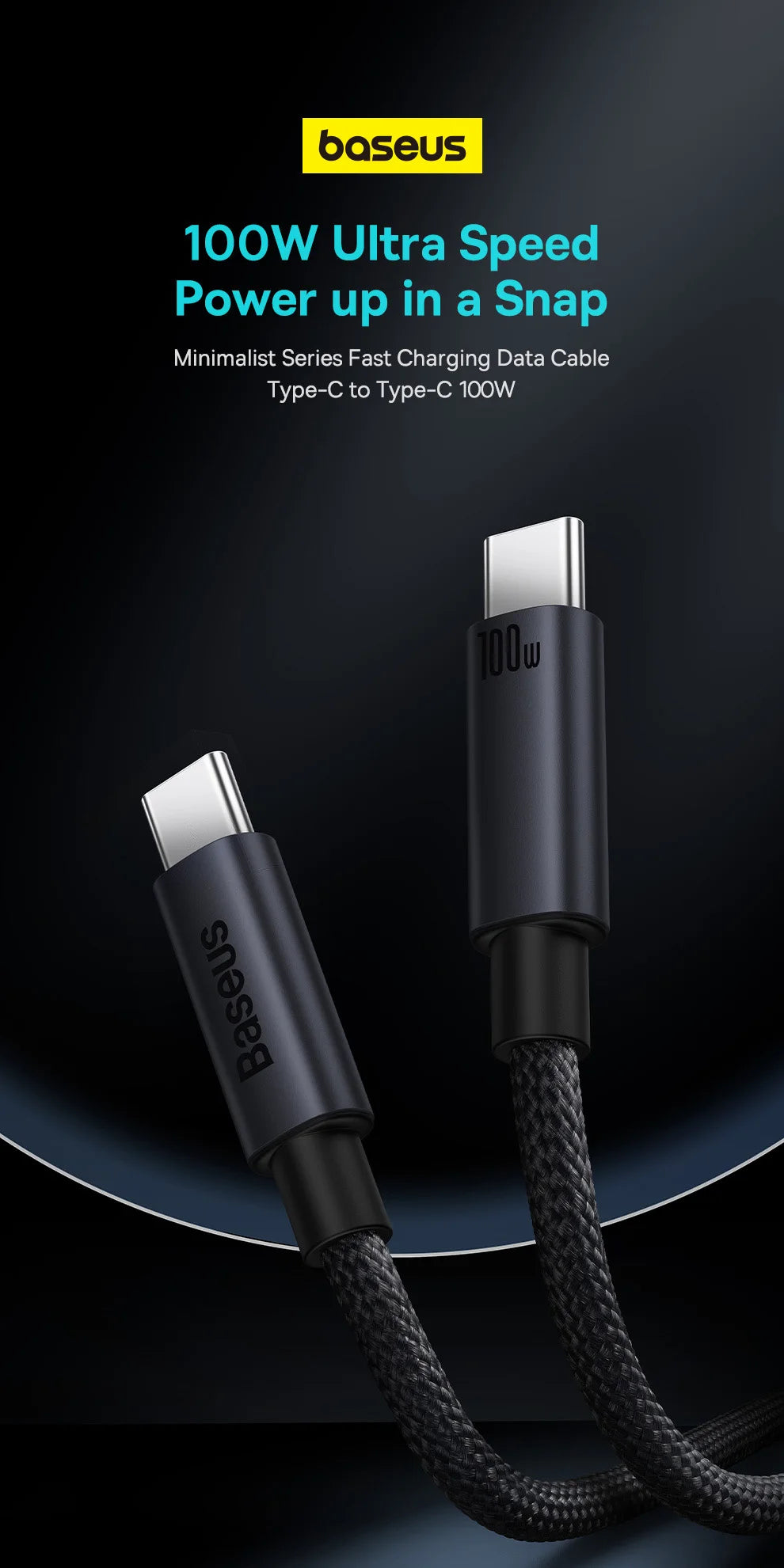 100W USB-C to USB-C Fast Charging Data Cable
