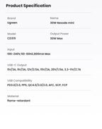 30W GaN USB-C Fast Wall Charger for Smartphones and Tablets