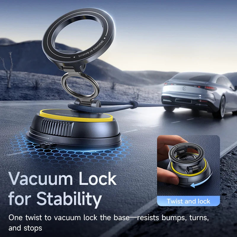 Magnetic Vacuum Suction Car Phone Mount with 360° Rotation
