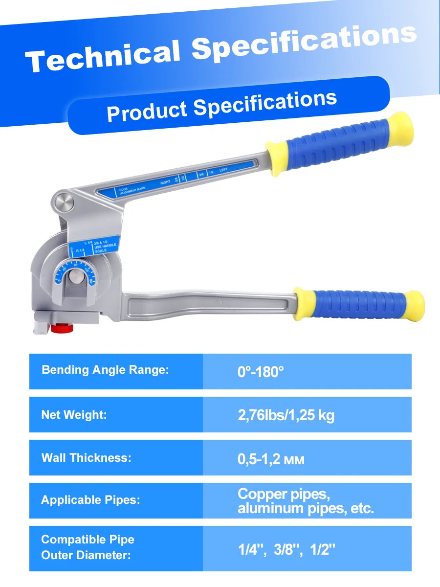 3-in-1 Manual Tube Bender for 1/4" 3/8" 1/2" Pipes - 4