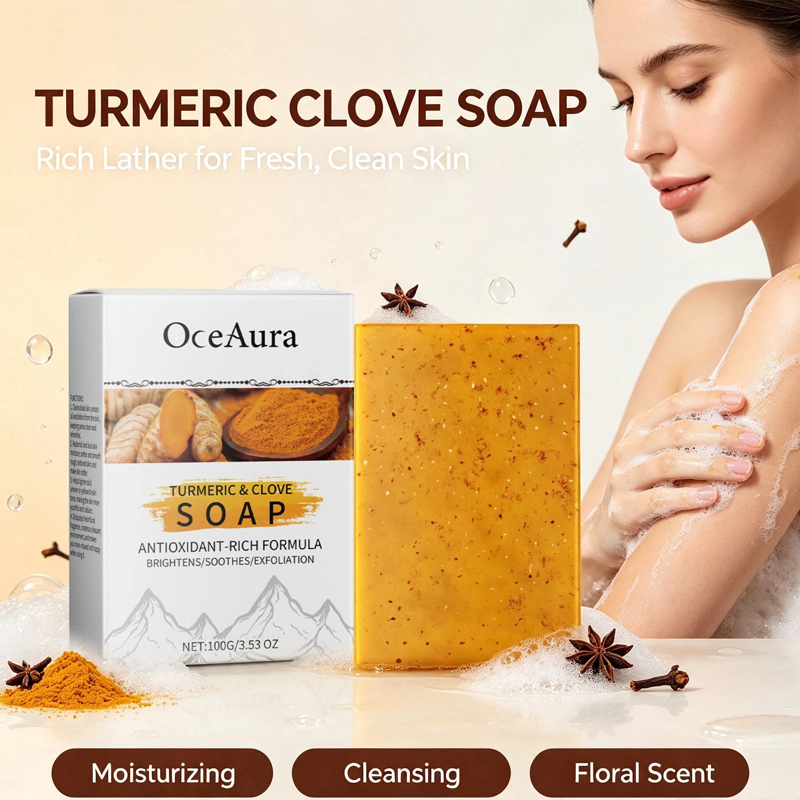 Turmeric and Clove Exfoliating Soap Bar for Face and Body - 5