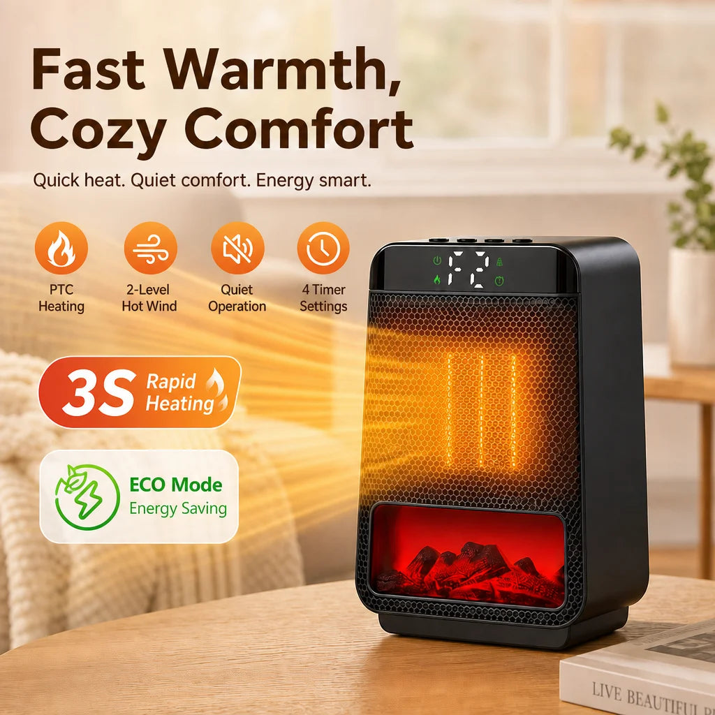 Portable Electric Ceramic Space Heater for Home and Office - 1