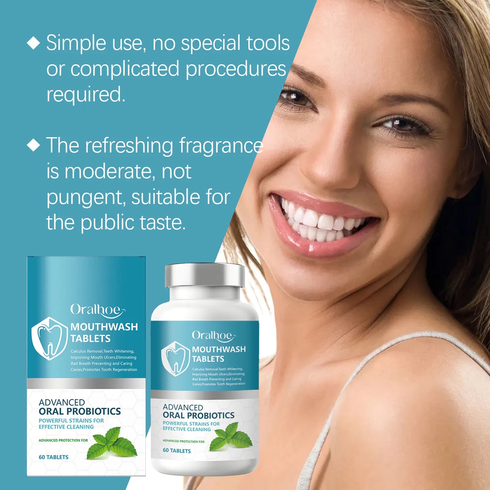 Probiotic Teeth Whitening Mouthwash Tablets for Fresh Breath - 11