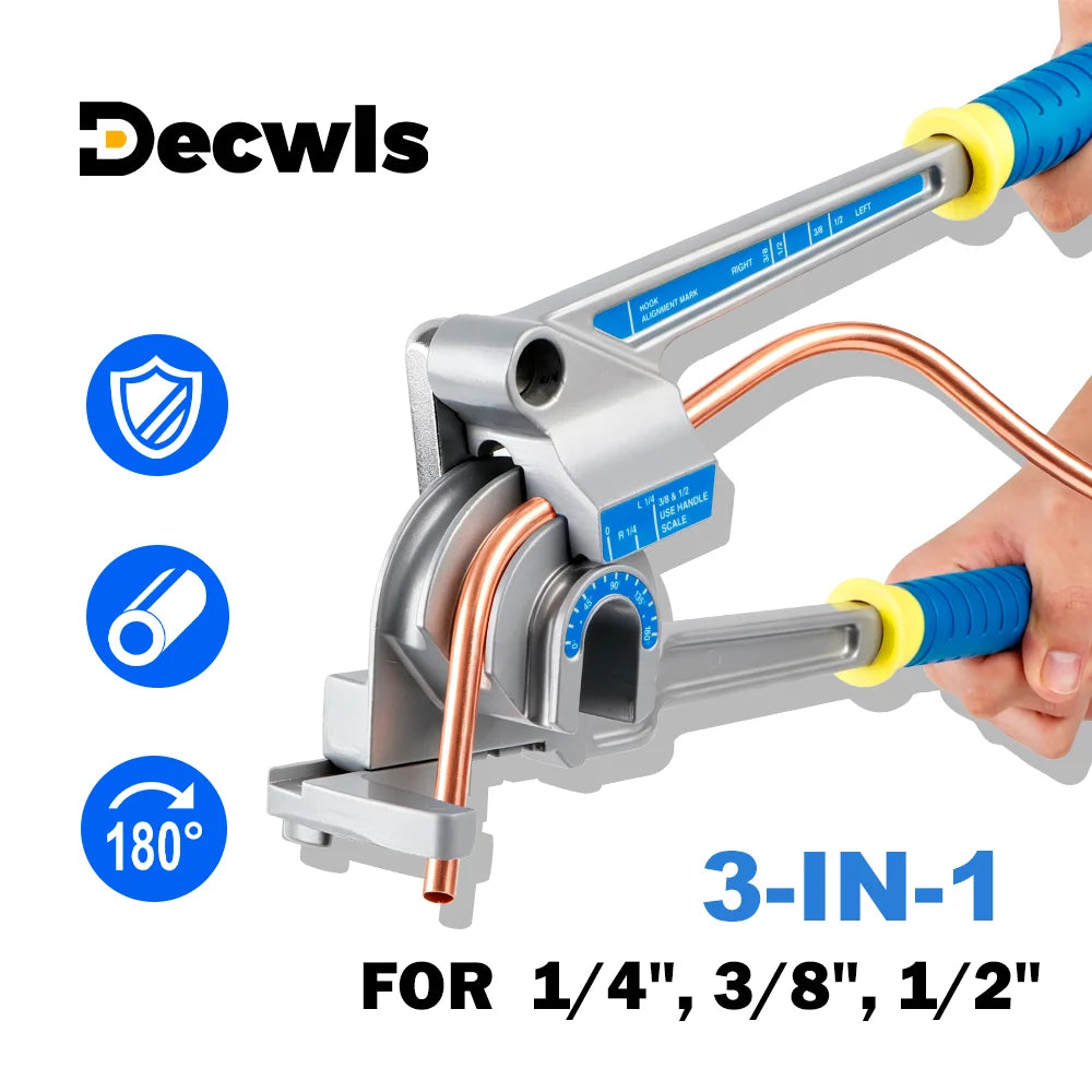 3-in-1 Manual Tube Bender for 1/4" 3/8" 1/2" Pipes - 7