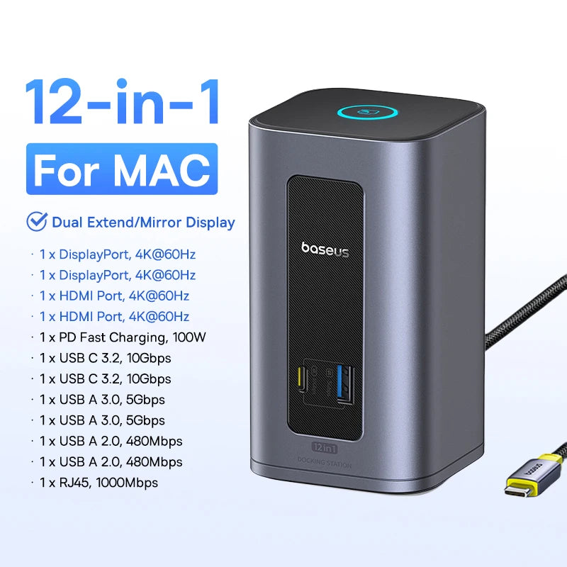 160W 15-in-1 USB-C Docking Station with 25W Wireless Charger