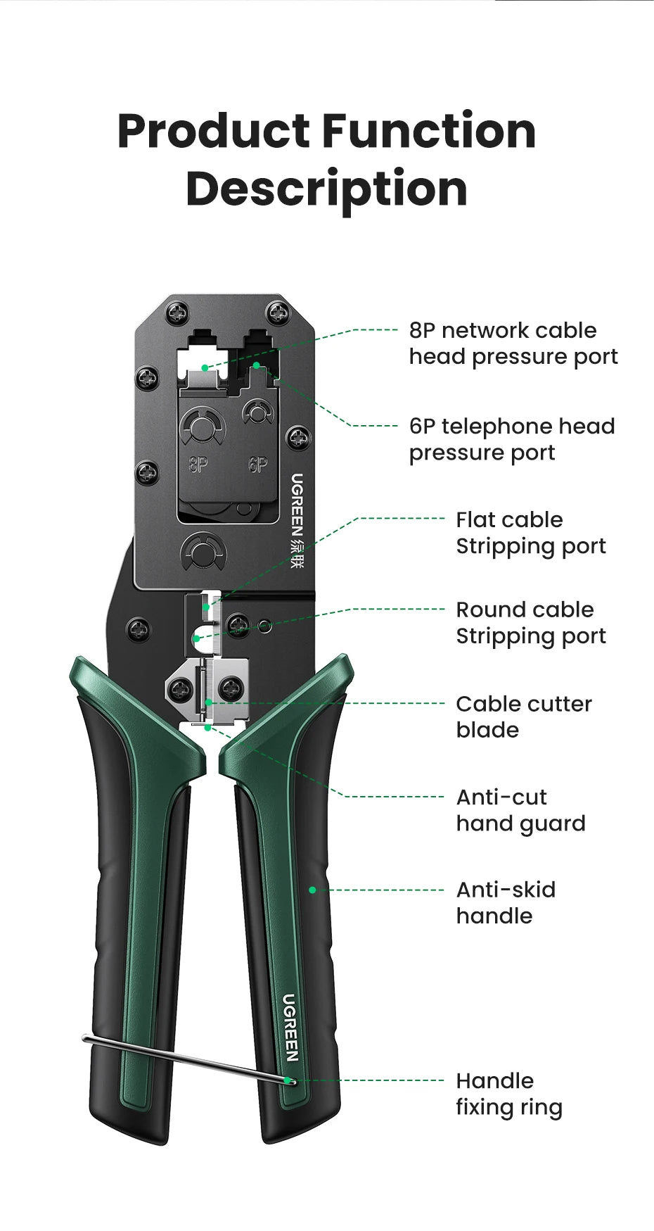 Multifunctional Ethernet Cable Crimper for RJ45 and RJ12 Connectors