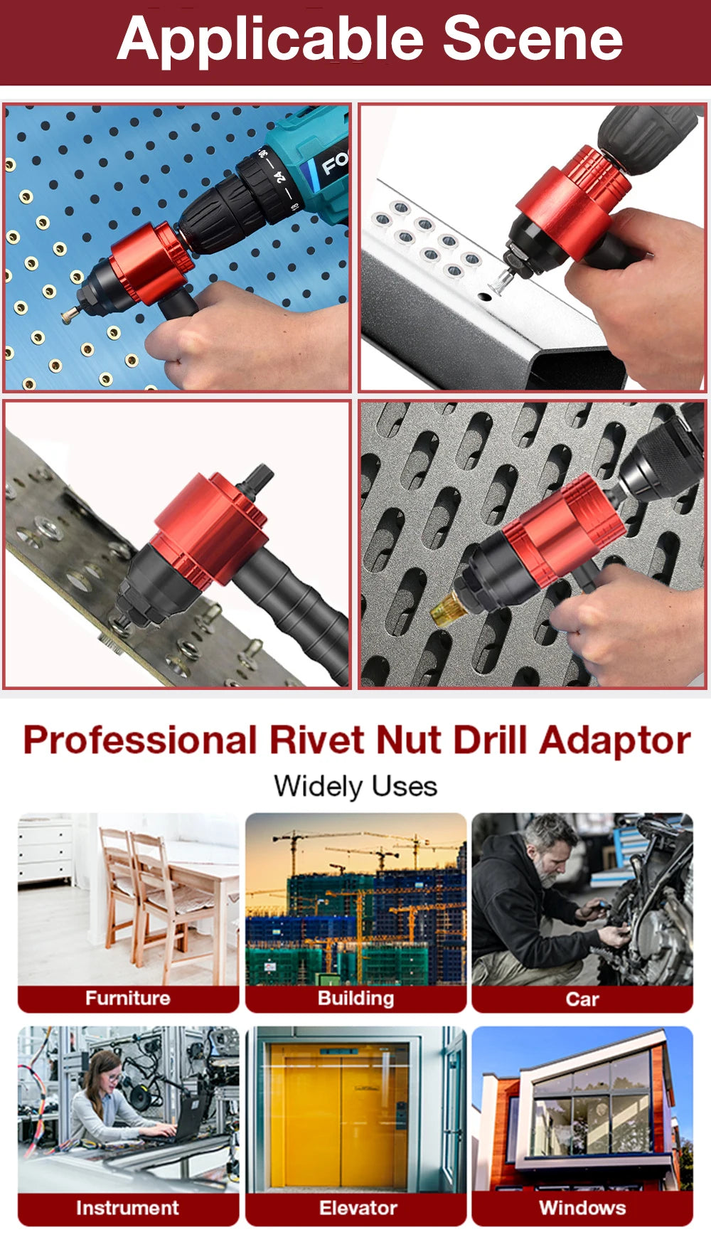 Electric Drill Rivet Nut Gun Adapter Tool M3-M8
