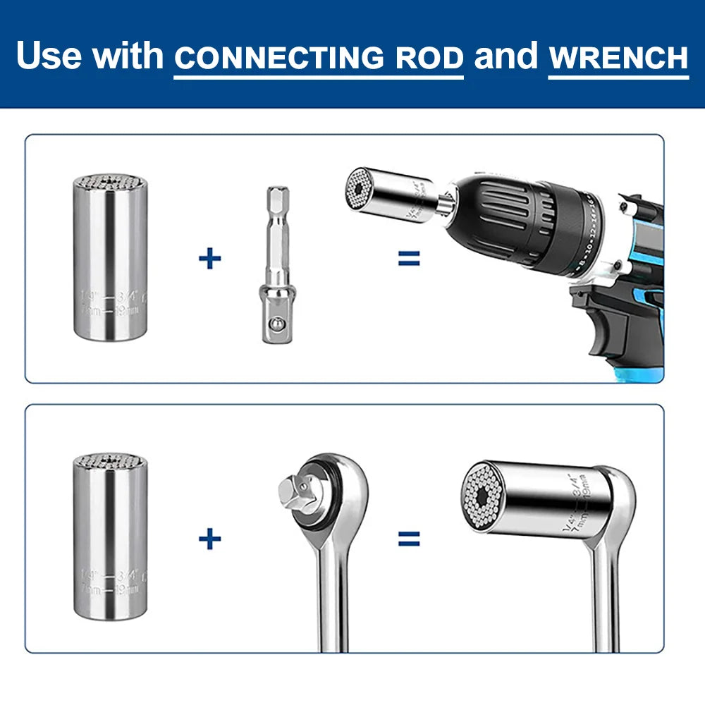 Universal Adjustable Socket Wrench Tool Set for Bolts and Nuts - 7