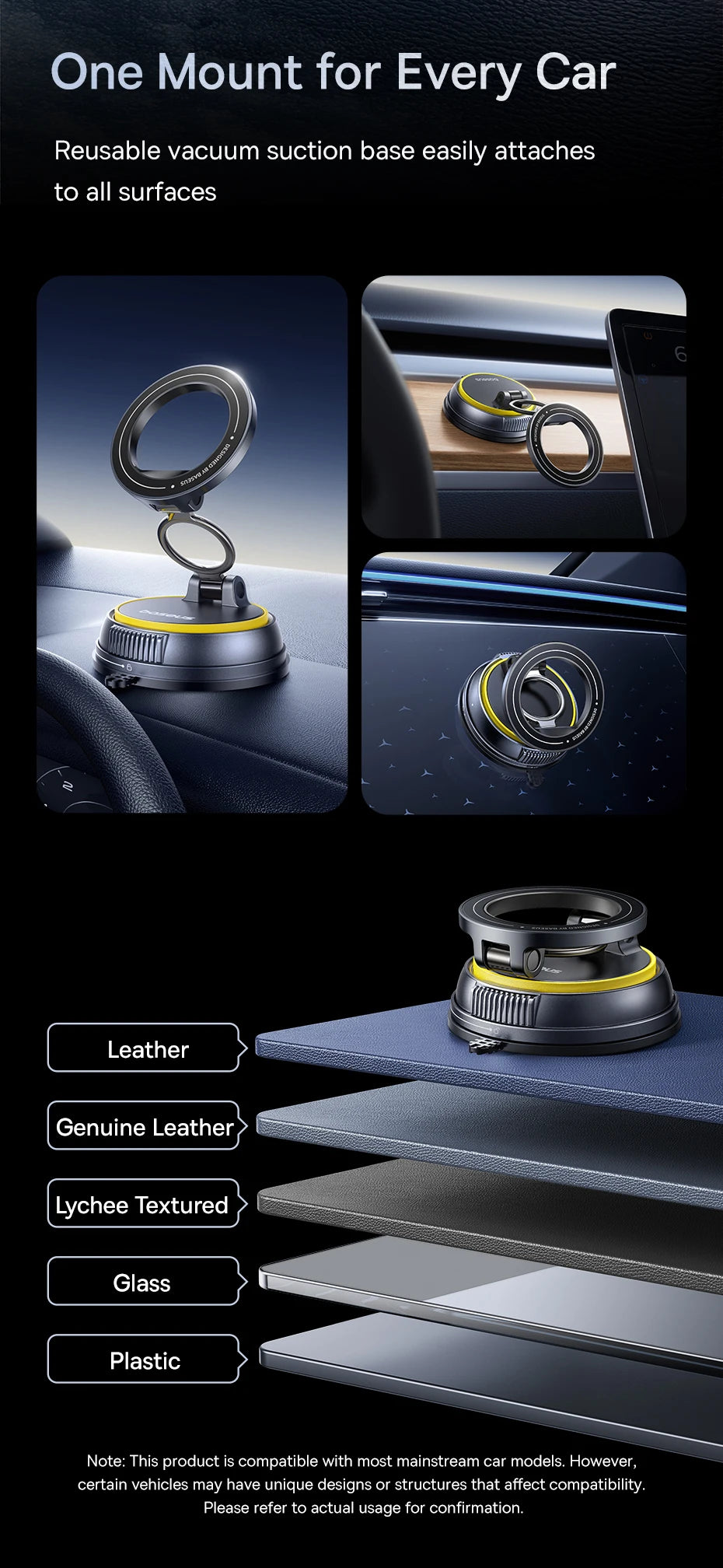 Magnetic Vacuum Suction Car Phone Mount with 360° Rotation - 17