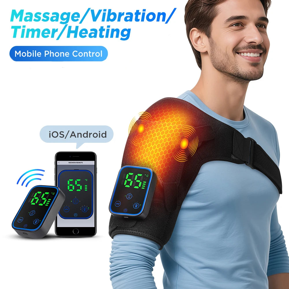 Cordless Heated Shoulder Massage Brace with App Control