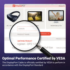 16K 8K DisplayPort 2.1 Cable for Gaming Monitors and PCs