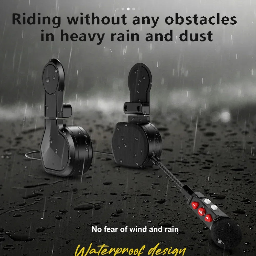 Motorcycle Helmet Wireless Bluetooth 5.3 Headset with Handsfree Mic