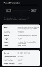 100W USB-C to USB-C Fast Charging Data Cable