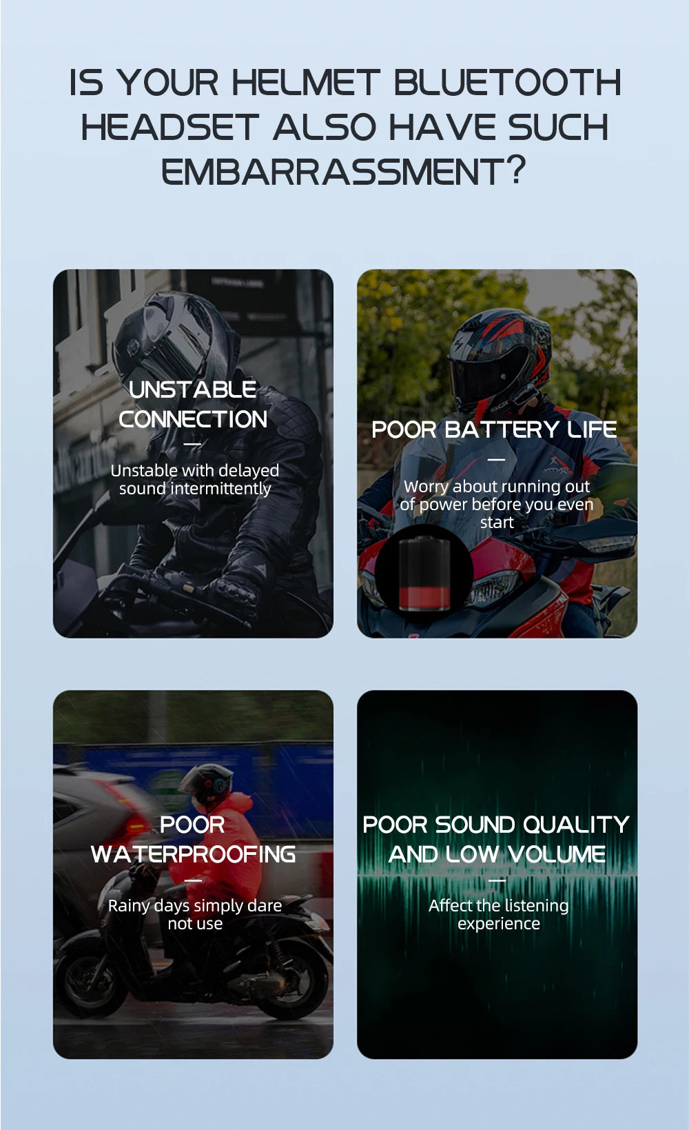 Bluetooth 5.3 Motorcycle Helmet Intercom Headset