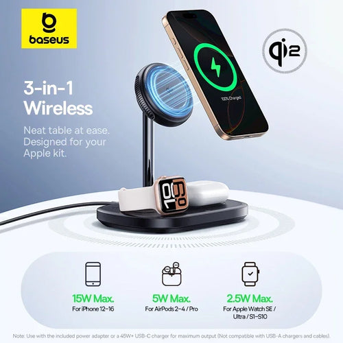 3-in-1 Magnetic Wireless Charging Stand with Active Cooling
