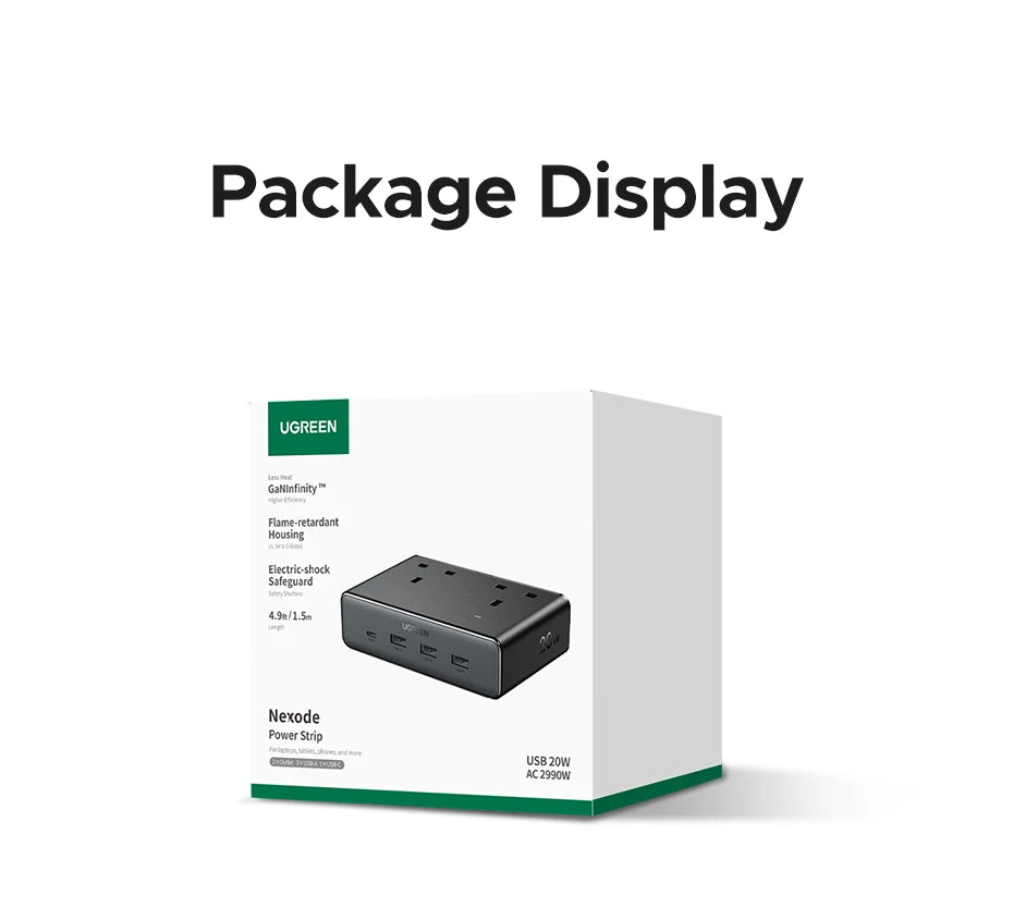 6-in-1 UK Plug Power Strip with 20W USB-C Fast Charging