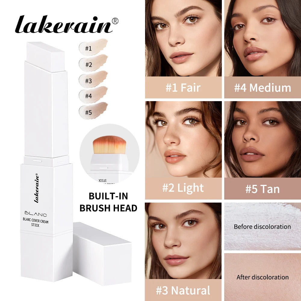 Dual-Ended Waterproof Foundation and Concealer Stick with Brush