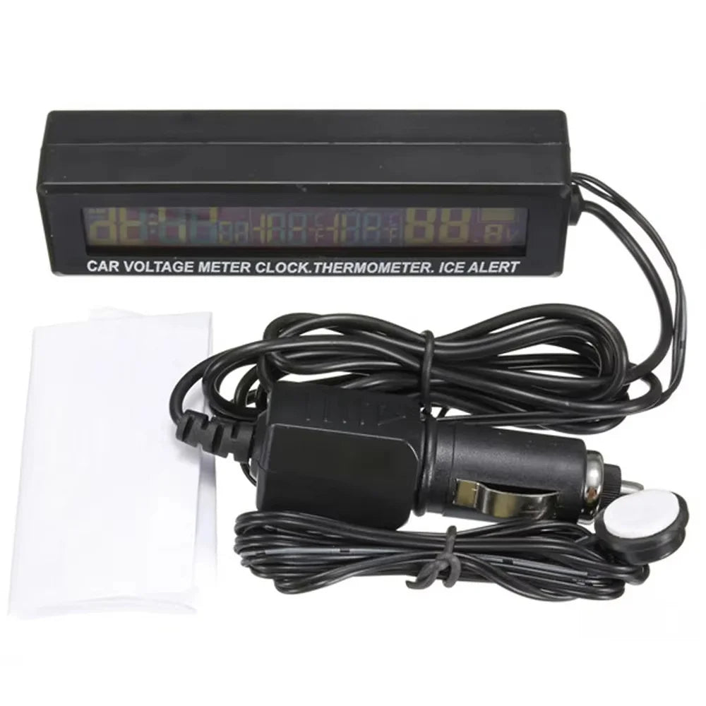 3 in 1 Car Digital Clock Thermometer and Battery Voltage Voltmeter