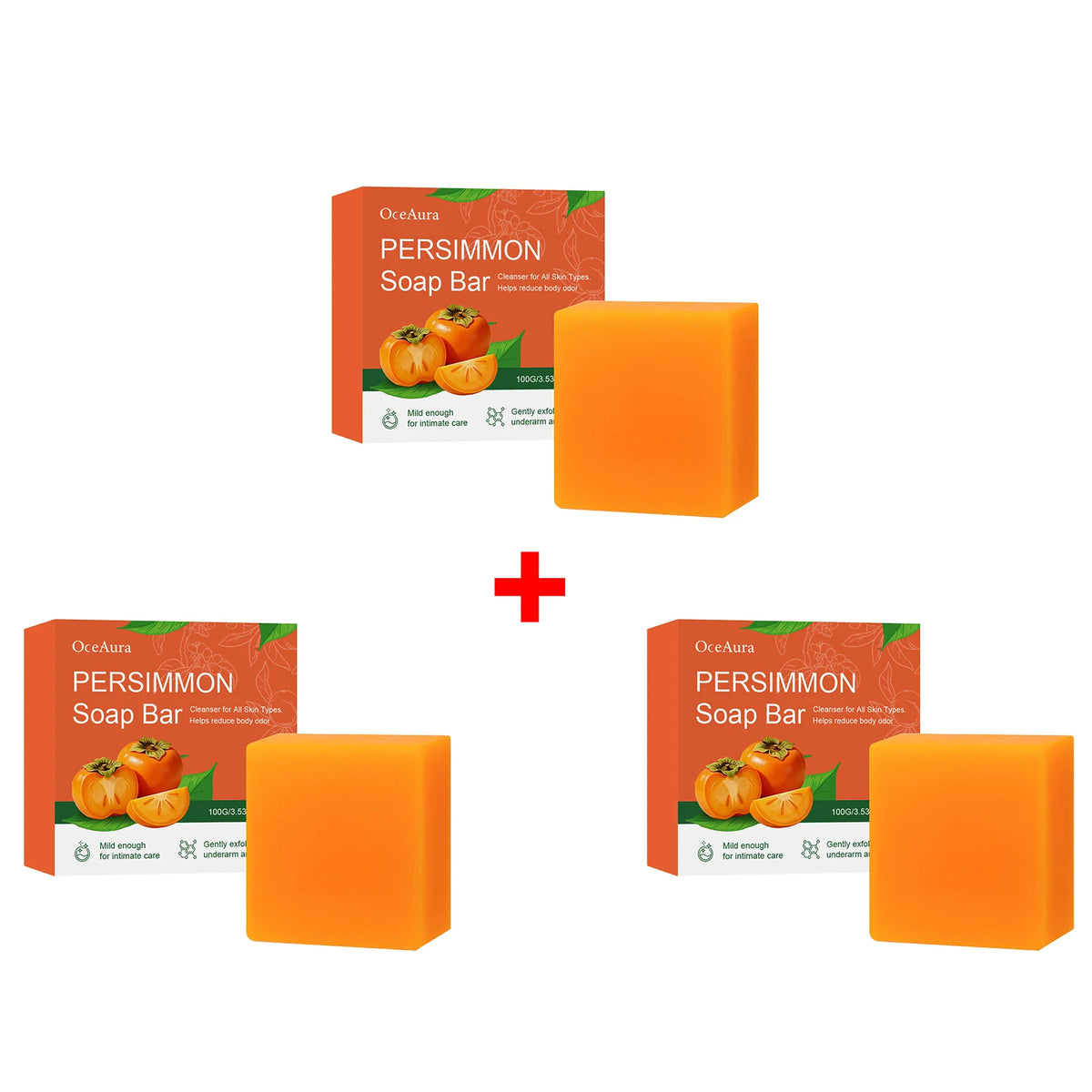 Exfoliating Persimmon Soap Bar for Body Odor and Skin Smoothing