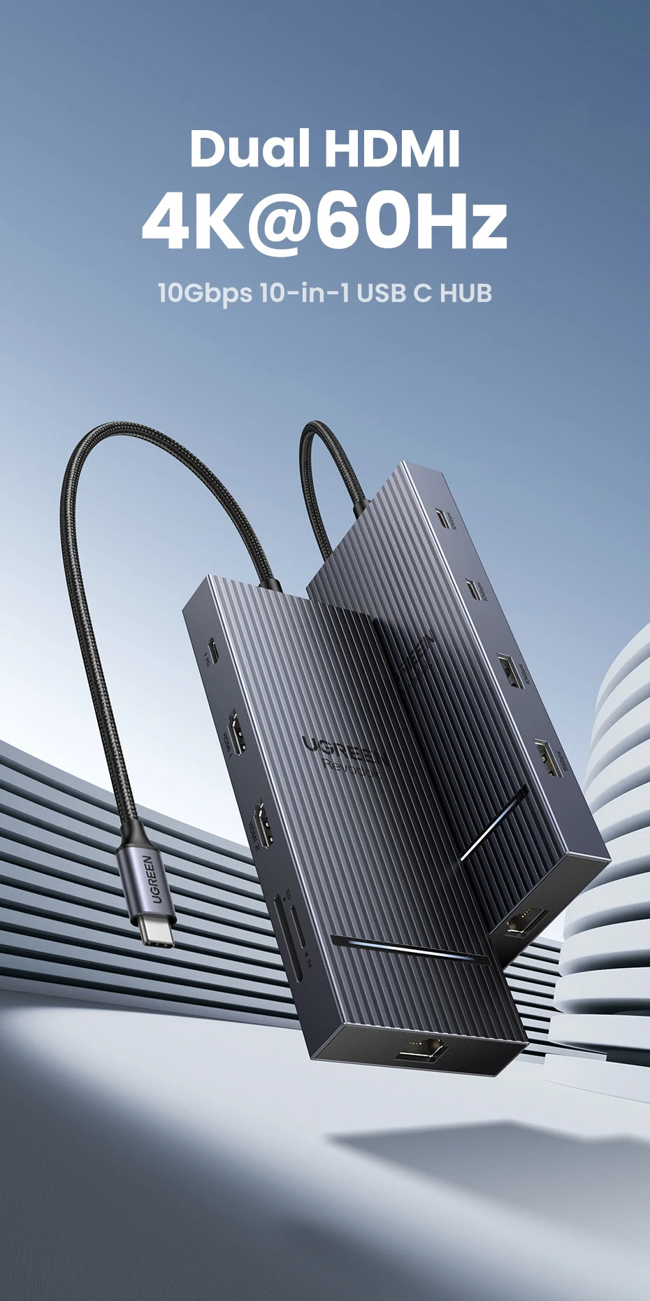 10-in-1 USB-C Docking Station with Dual 4K 60Hz HDMI and 100W PD