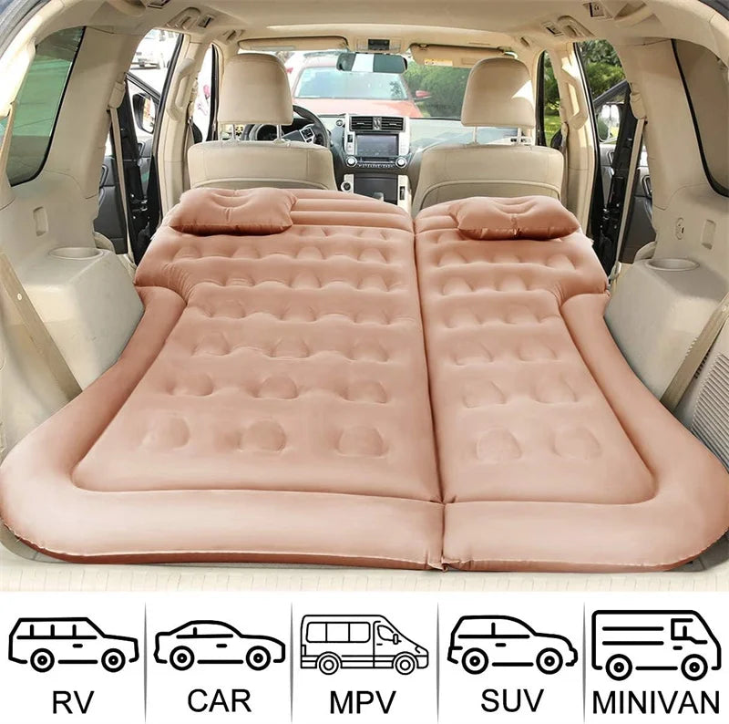 Inflatable Car Back Seat Mattress Bed with Pillows and Storage Bag