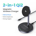 2-in-1 Magnetic Wireless Charging Stand for Phones and Earbuds