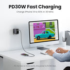 30W GaN Fast Charger with Built-in AC Wall Socket