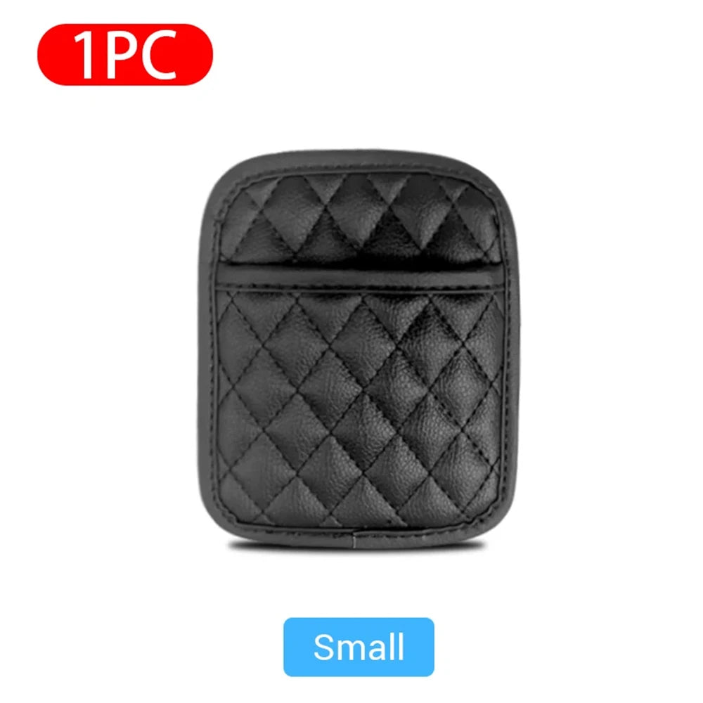 Adhesive PU Leather Car Storage Pocket Organizer for Phone and Keys