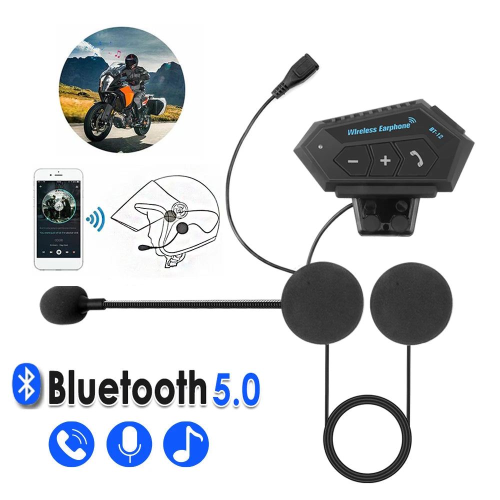 Wireless Bluetooth 5.0 Motorcycle Helmet Headset - 1