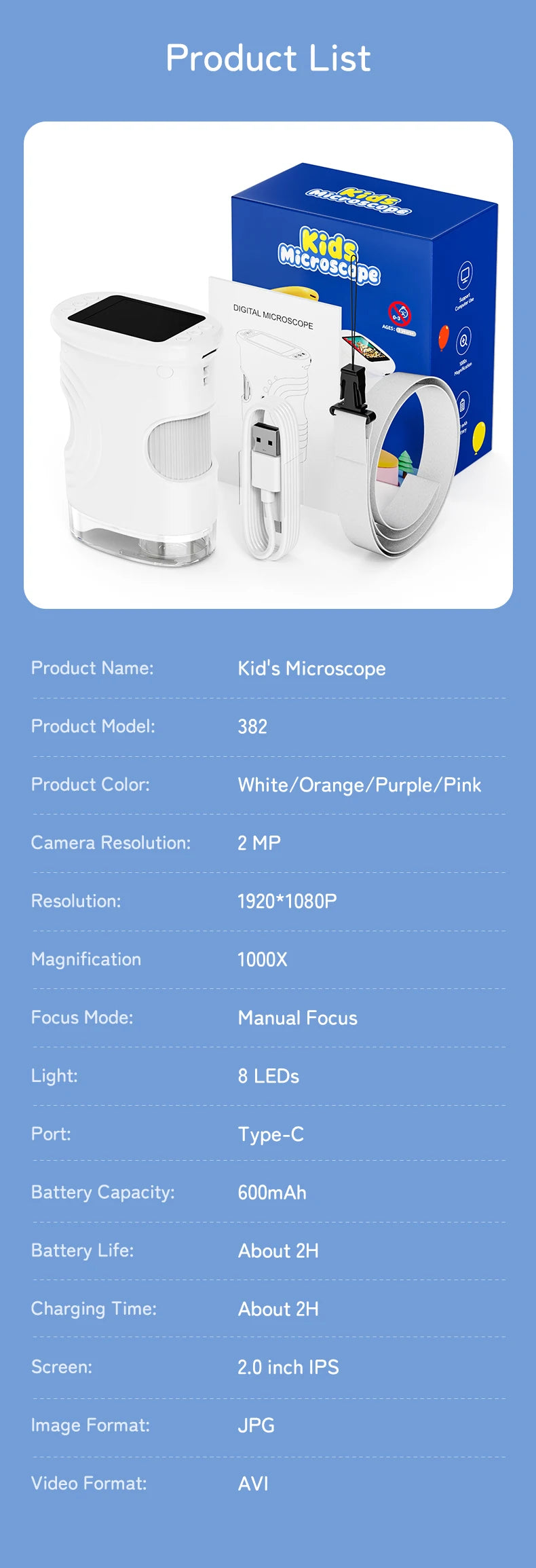 Portable Digital Handheld Microscope for Kids
