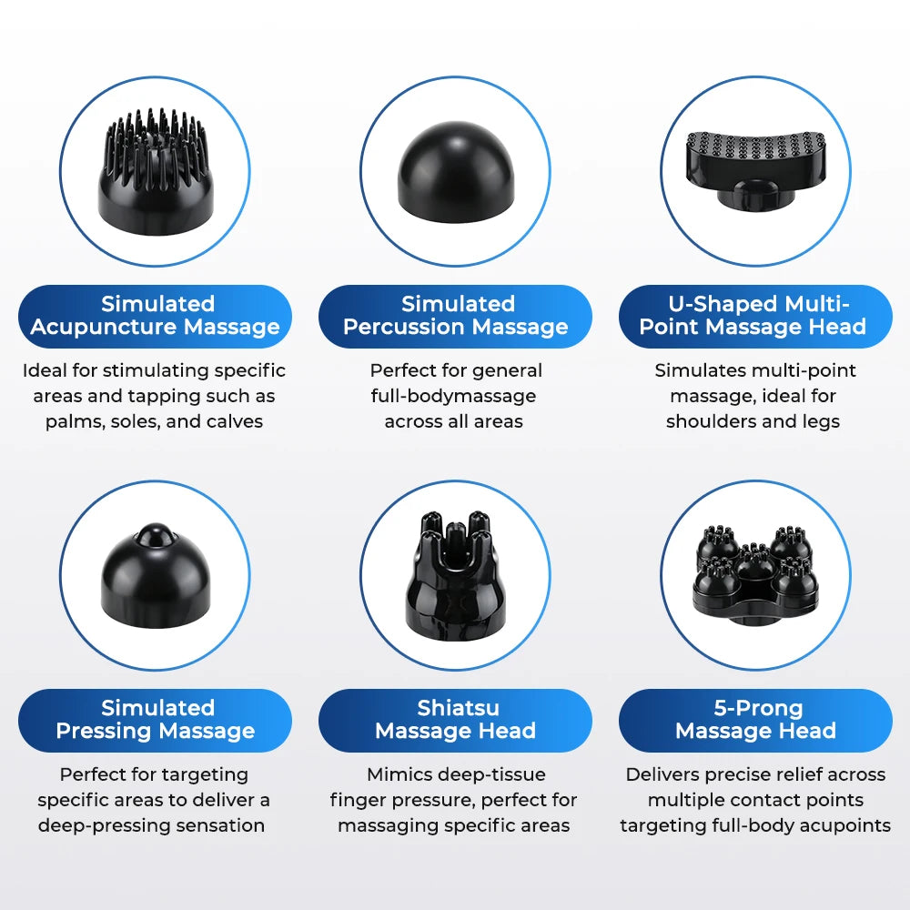 Handheld Percussion Deep Tissue Body Massager with 6 Heads
