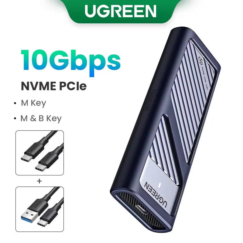 Dual Protocol M.2 NVMe SATA SSD Enclosure USB-C 10Gbps Adapter