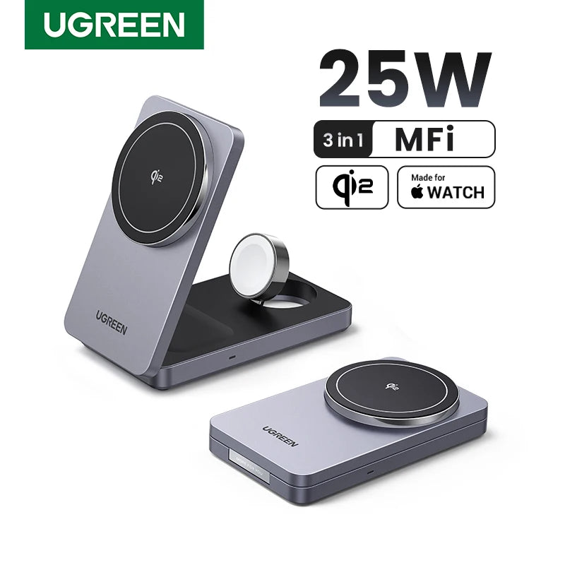 3-in-1 Magnetic Wireless Charging Stand for iPhone and Apple Watch - 1