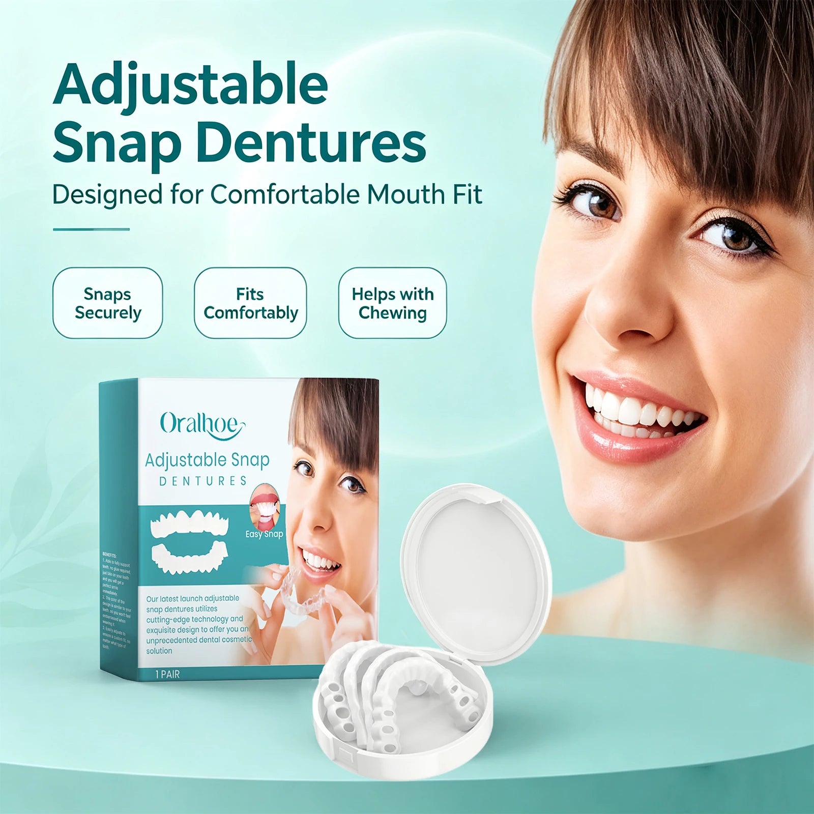 Adjustable Snap-On Dentures for Missing Teeth Repair - 5