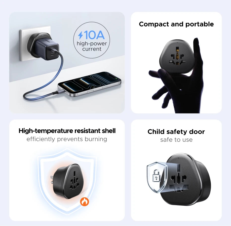 Universal Travel Power Adapter for International EU US UK Outlets - 9
