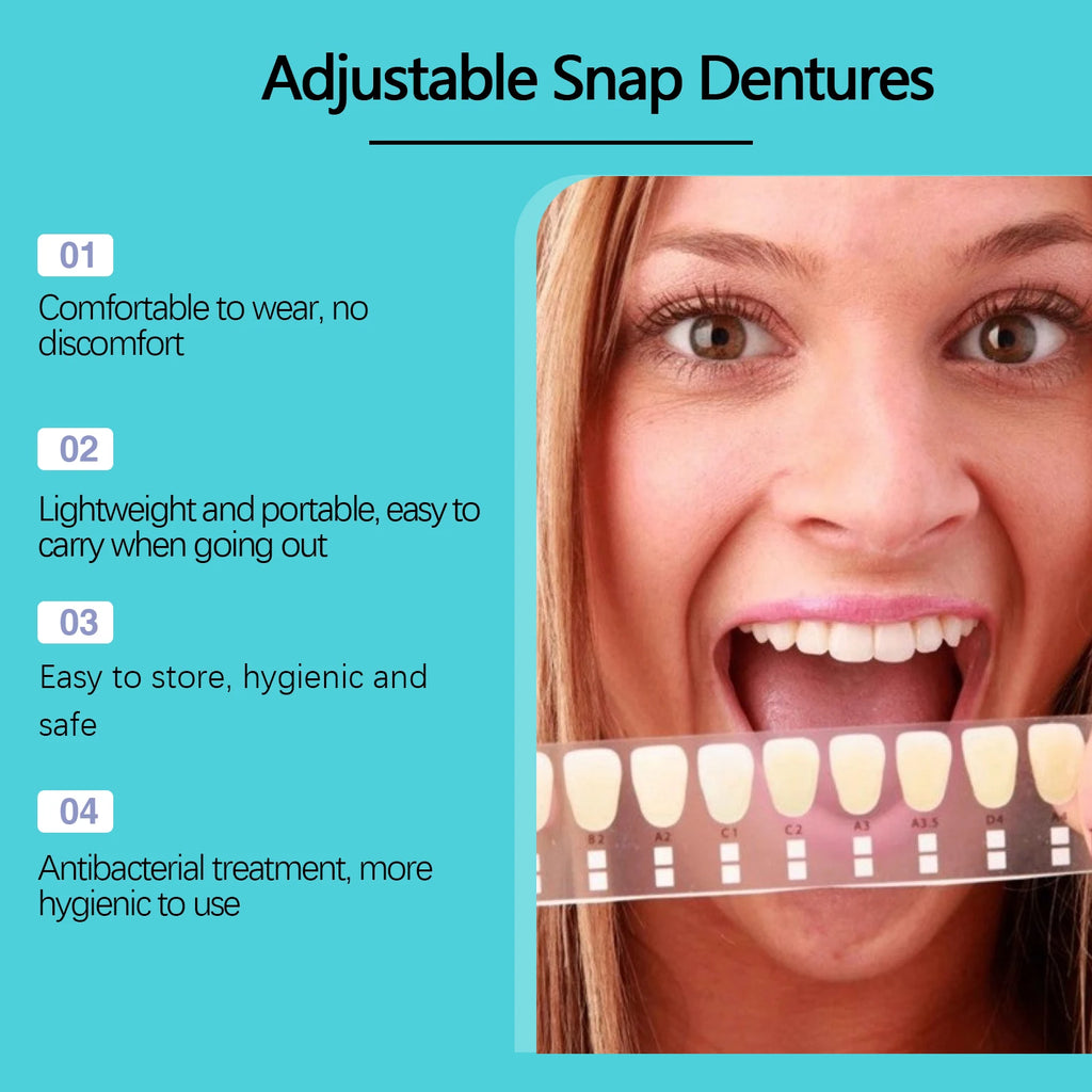 Adjustable Snap-On Dentures for Missing Teeth Repair