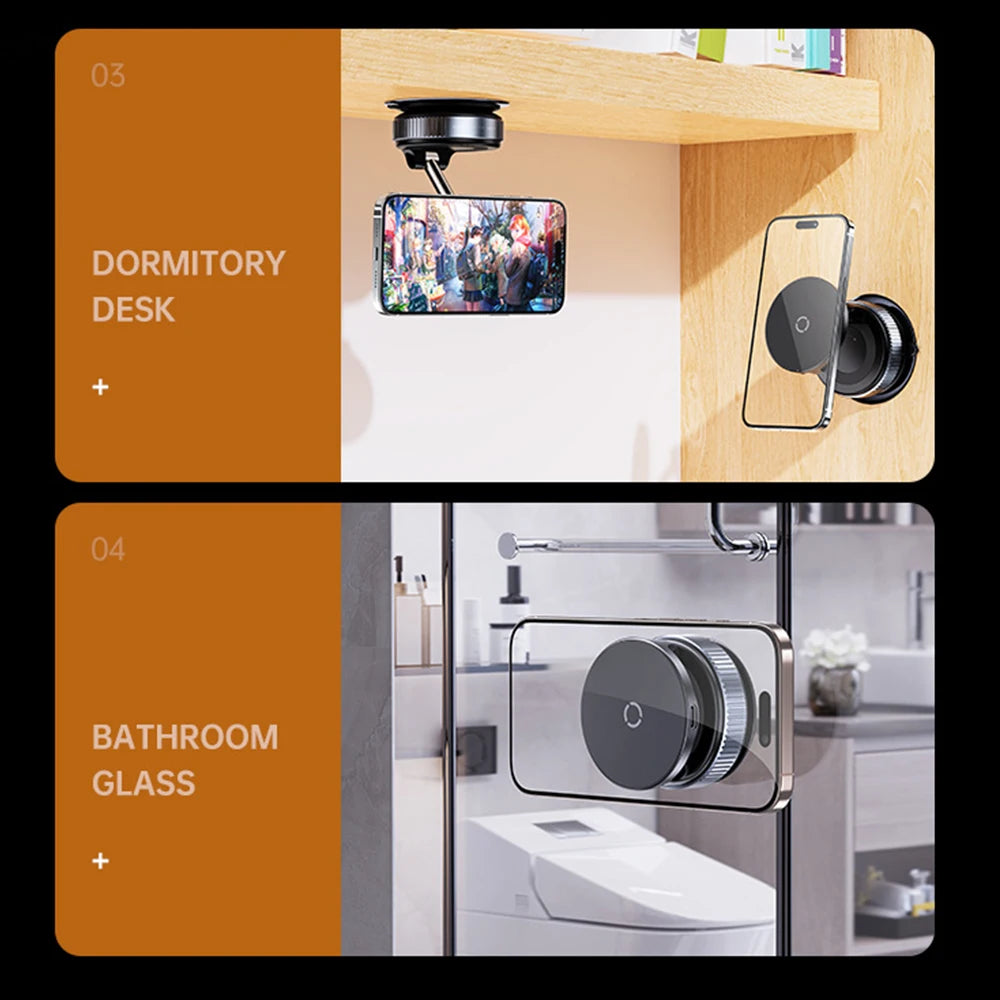 15W Magnetic Wireless Charging Phone Holder with Vacuum Suction Mount