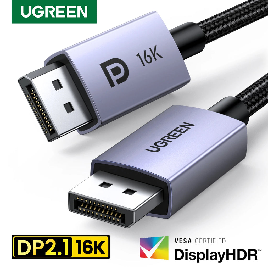 16K 8K DisplayPort 2.1 Cable for Gaming Monitors and PCs