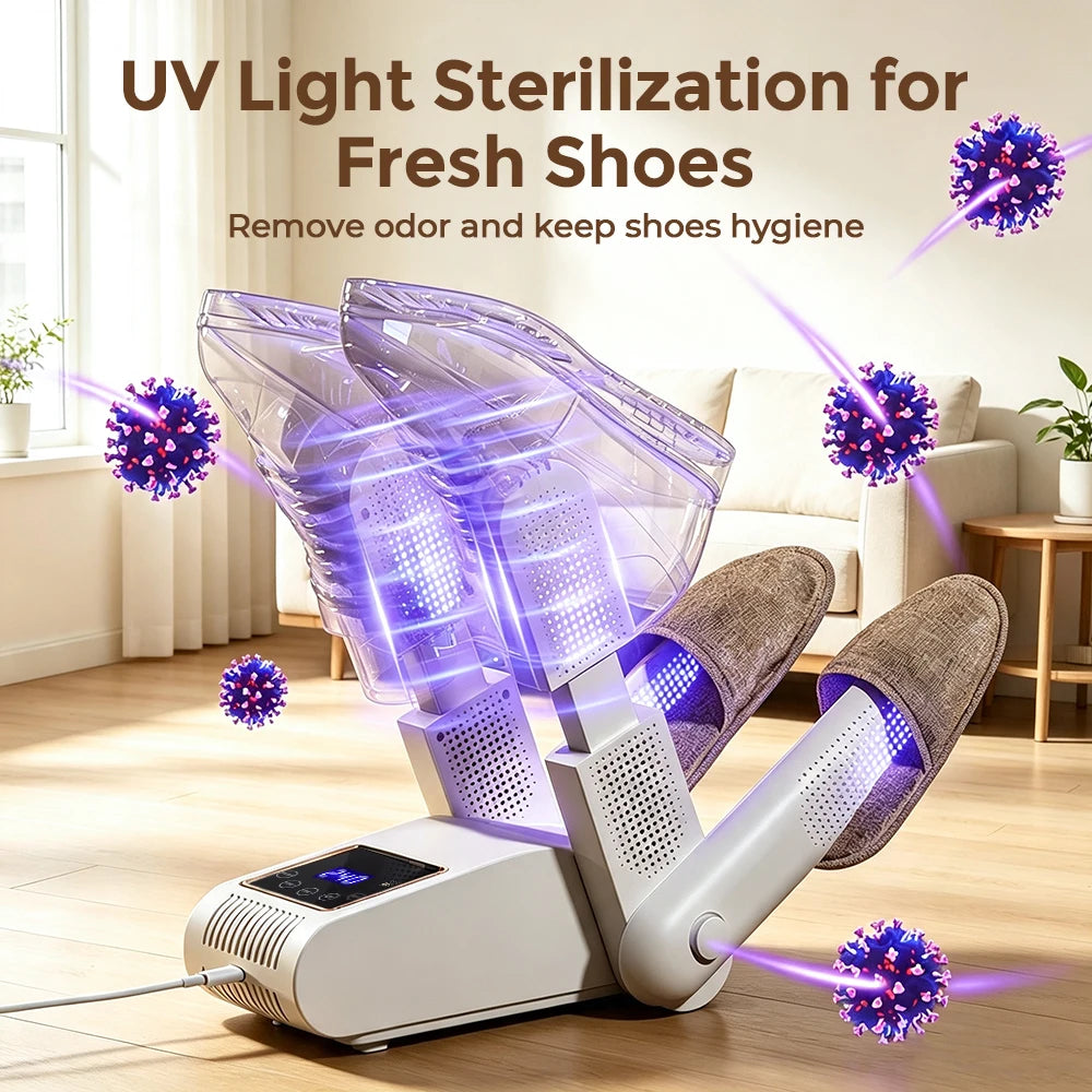 Foldable 4-Tube Electric Shoe and Boot Dryer with UV Sterilization