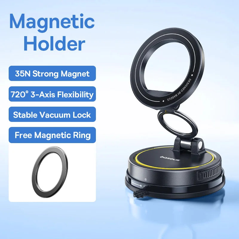 Magnetic Vacuum Suction Car Phone Mount with 360° Rotation