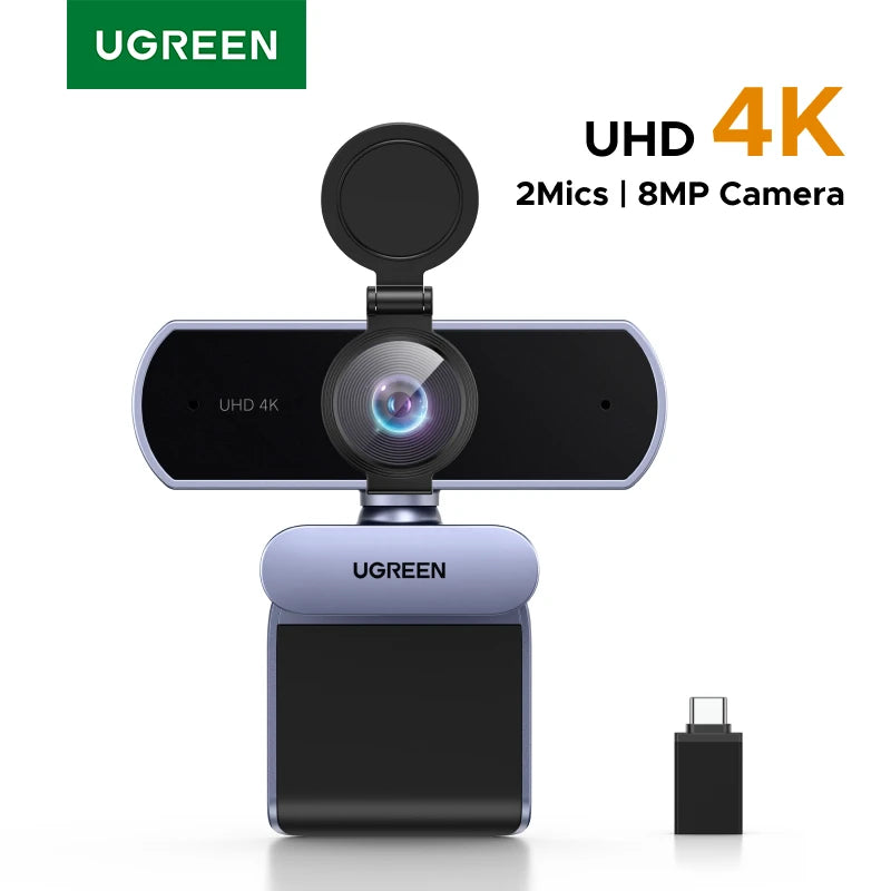 4K UHD USB Webcam with Dual Microphones for Video Calling
