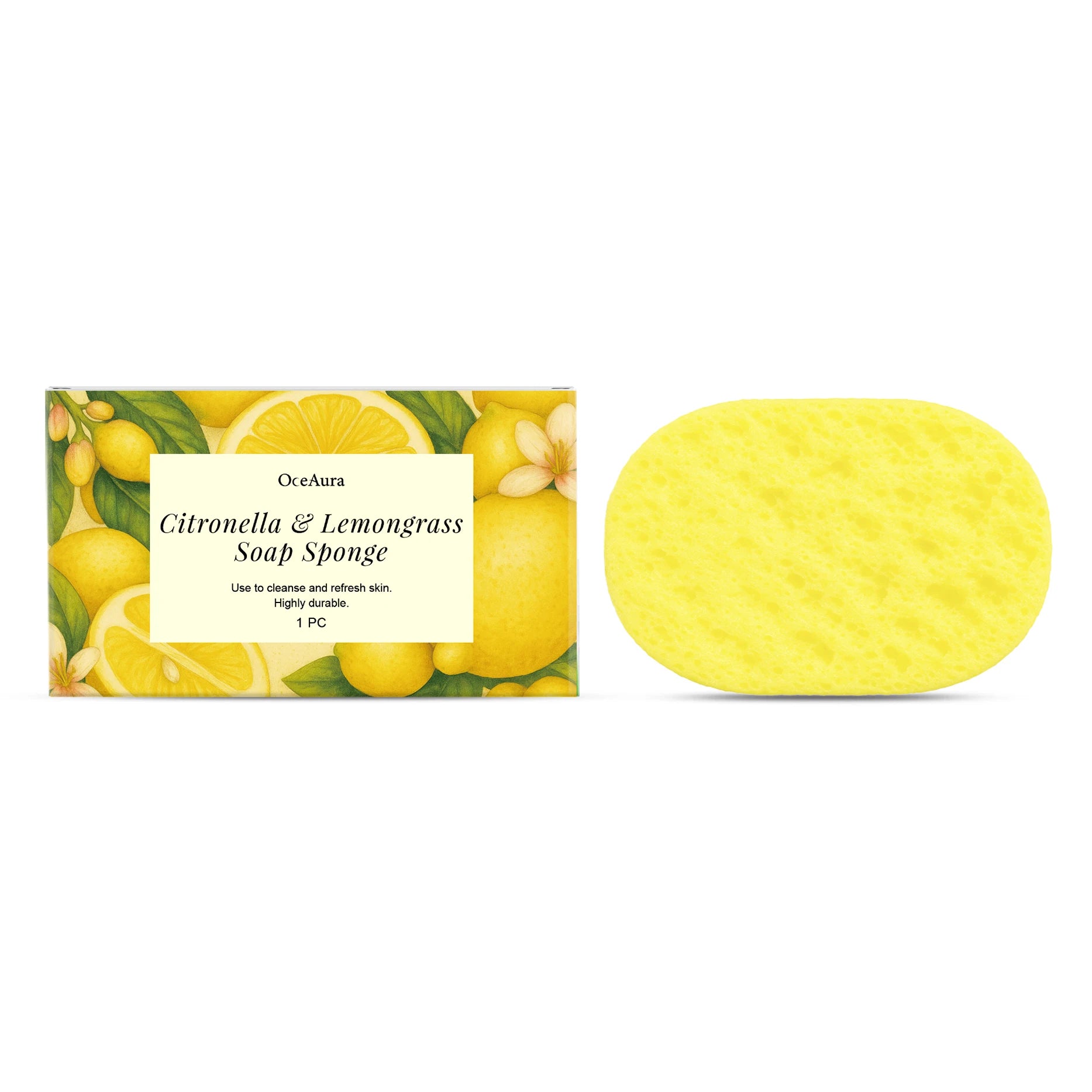 Exfoliating Lemongrass Bath Sponge for Daily Body Cleansing - 15