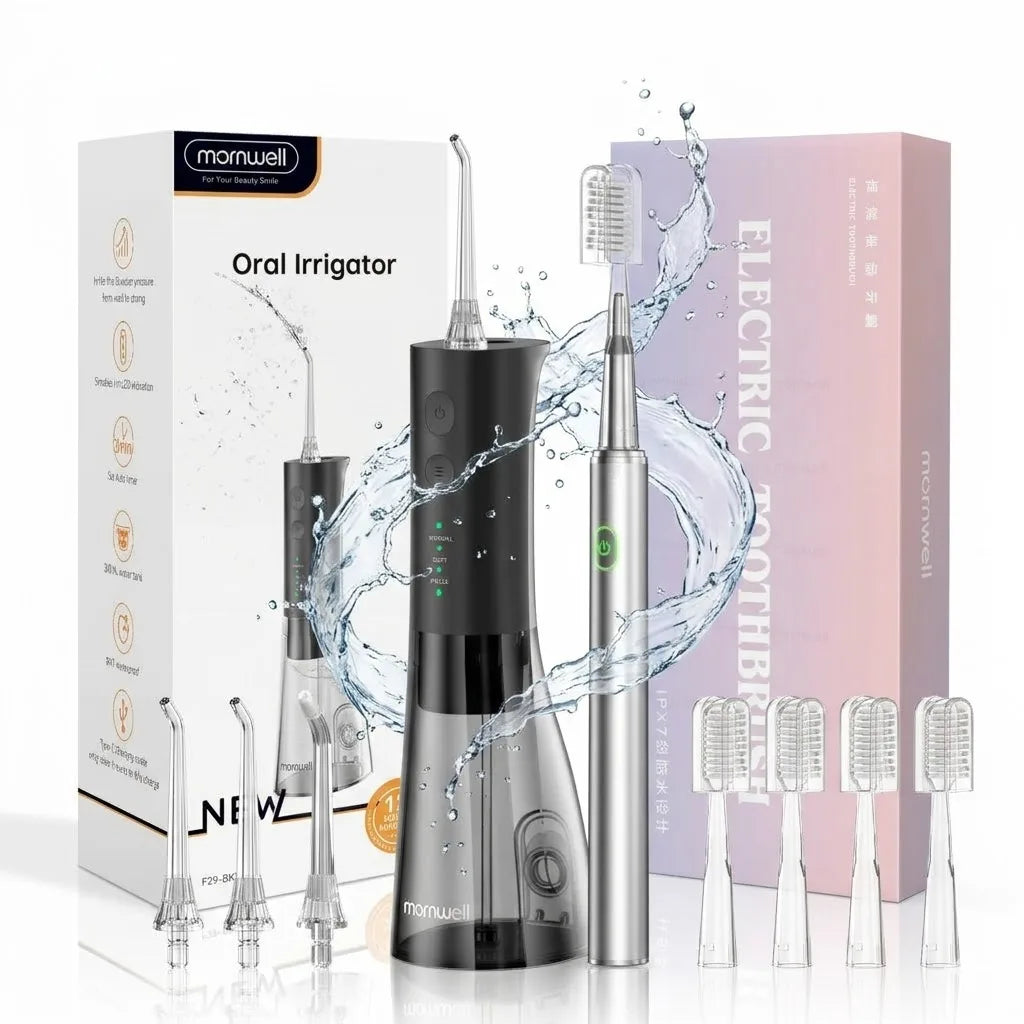 Portable Oral Irrigator and Sonic Toothbrush Dental Cleaning Kit - 1